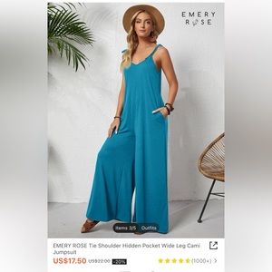 Emery Rose Tie Shoulder Jumpsuit